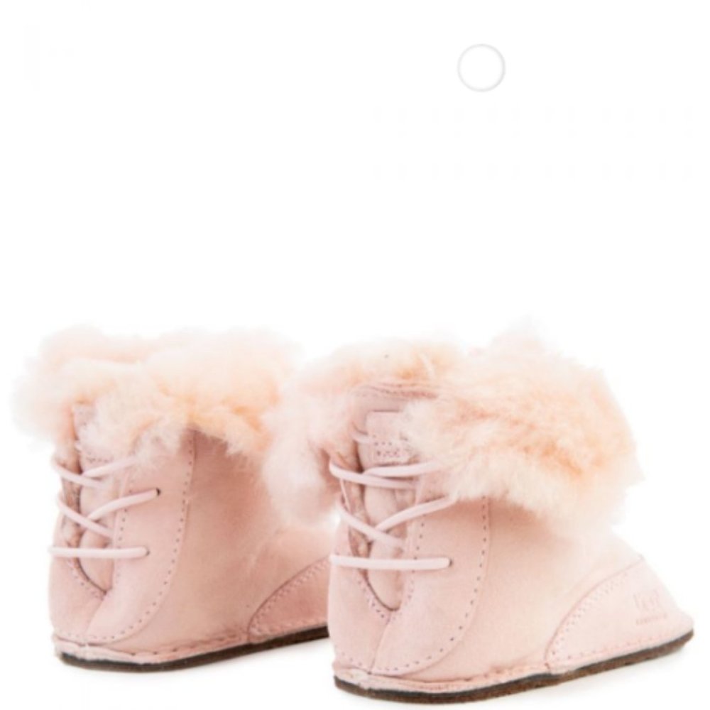 NEW UGG Baby Infant Boo Petal Pink Sheepskin Fur Lined Fold Over Cuff Mid Boot - Picture 3 of 7